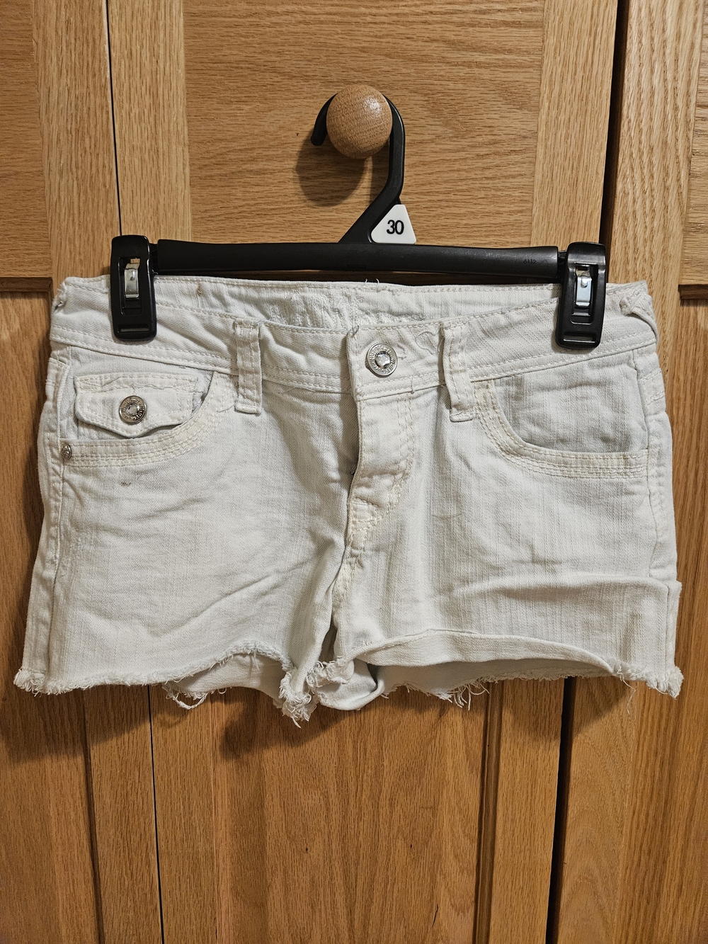 Wallflower White Lace Pocket Denim Shorts